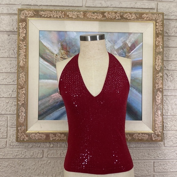 BCBGMaxAzria Sequin Halter Style Top - Picture 6 of 9